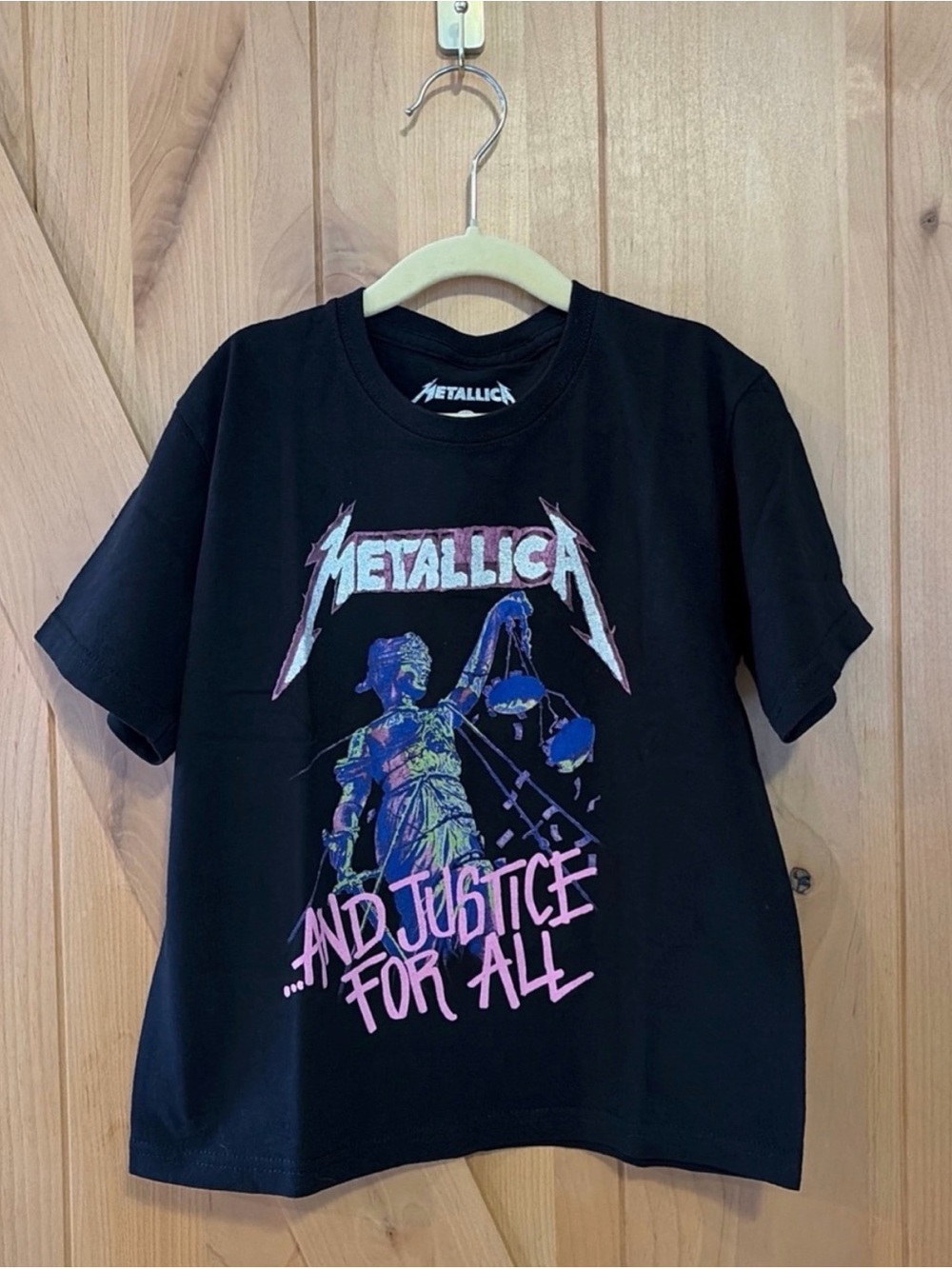 Metallica Graphic Tee Band Shirt Glitter Black Girls 5/6 NWOT Justice For All